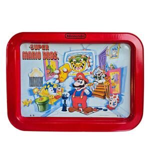 Vintage Nintendo TV Tray Super Mario Bros Folding Metal Lap Tray VTG 1989 Luigi
